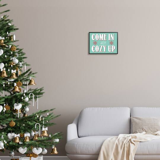 Stupell Industries Come In & Cozy Up Snowflake Phrase Framed Giclee Art
